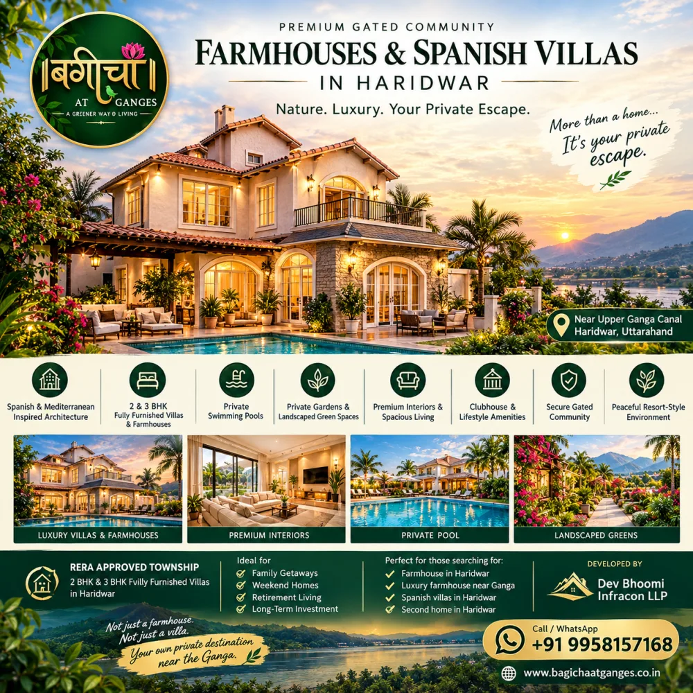 🌿 Bagicha Farm Houses in Haridwar | Your Private Escape Near the Ganga