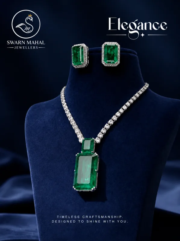 Emerald & Diamond Necklace Set